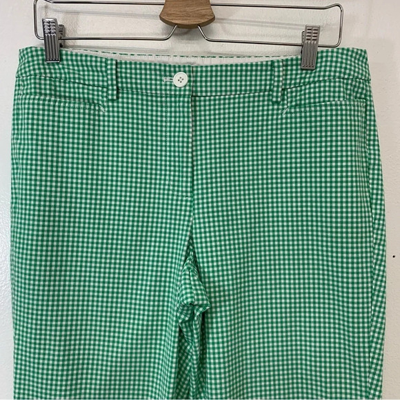 Talbots Perfect Skimmer Pants Woman  10P Gingham Green White Pockets Travel Work - Picture 2 of 10